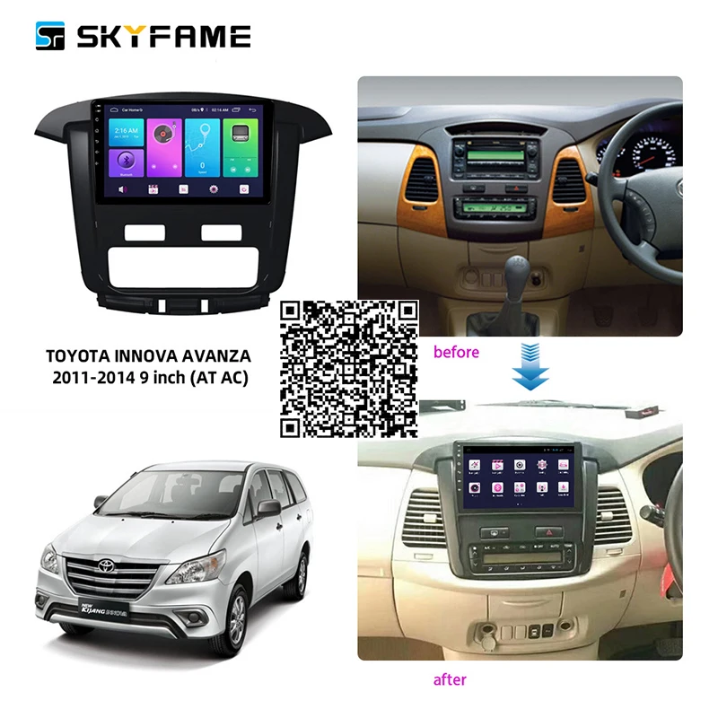 

SKYFAME 4+64G Car Radio Stereo For Toyota Innova Avanza 2011-2014 Android Multimedia System GPS Navigation DVD Player
