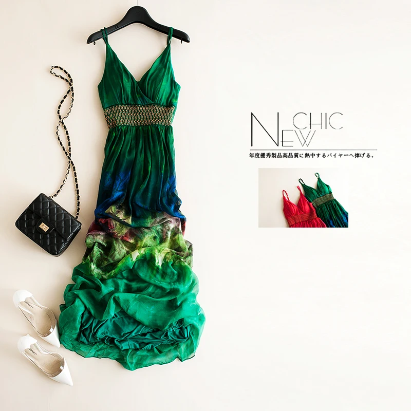 Tcyeek натурального шелка платье женская летняя обувь в богемном стиле Платья