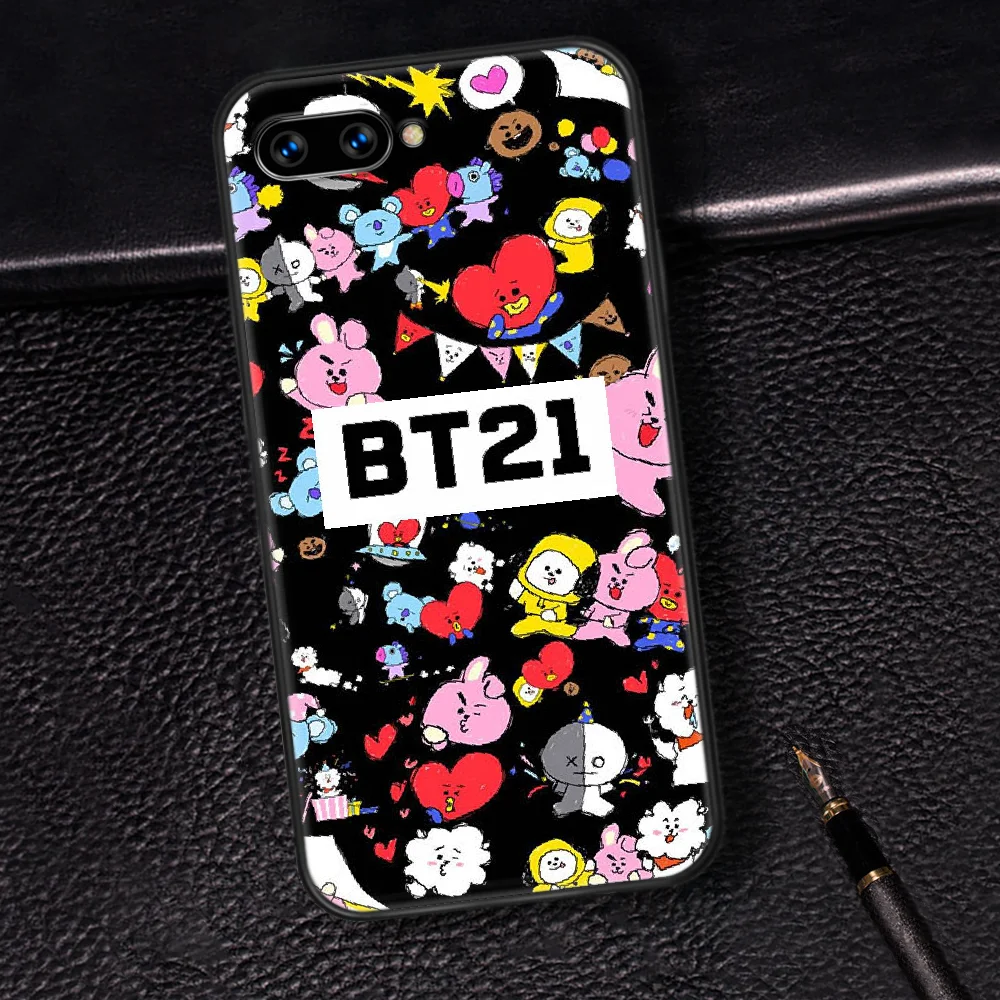 

Cute Cartoon BT21 Phone Case Cover Hull For HUAWEI Honor 6A 7A 7C 8 8A 8S 8x 9 9x 10 10i 20 Lite Pro black Etui Pretty Bumper