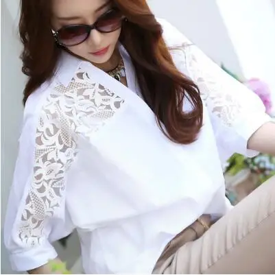 Модная новинка 2020 стильная Осенняя Женская Кружевная блуза из хлопка и льна