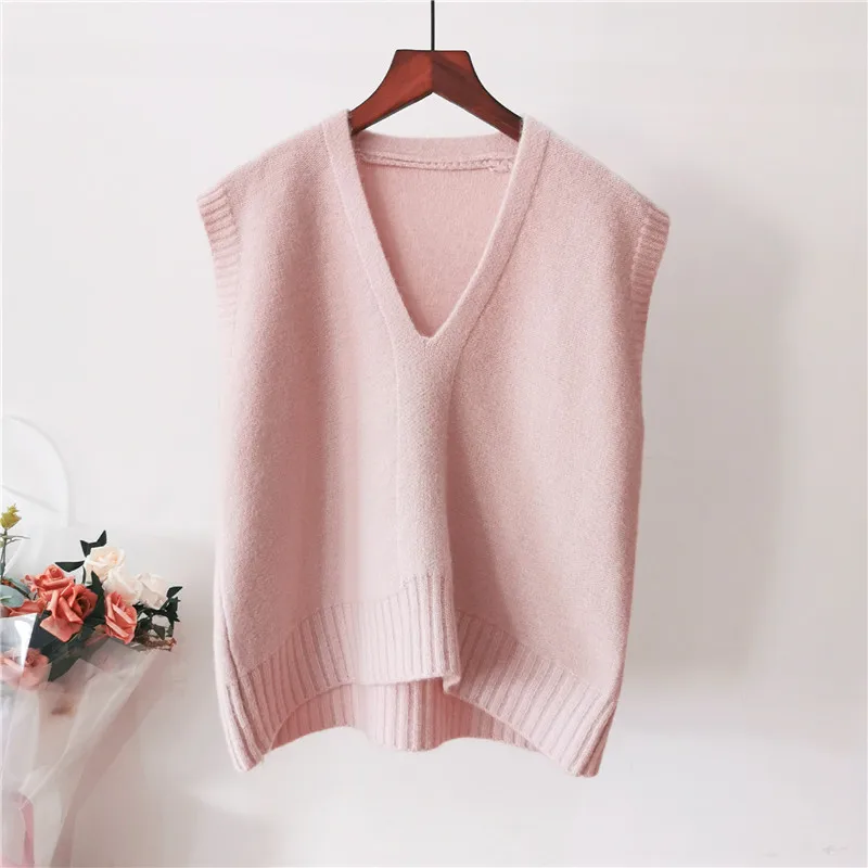 Sweater women front short back long round collar autumn new Korean fashion full sleeve solid color | Женская одежда