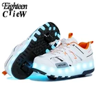 Кроссовки женские светящиеся на колесиках, с зарядным выключателем, легсветильник, размер 28-40