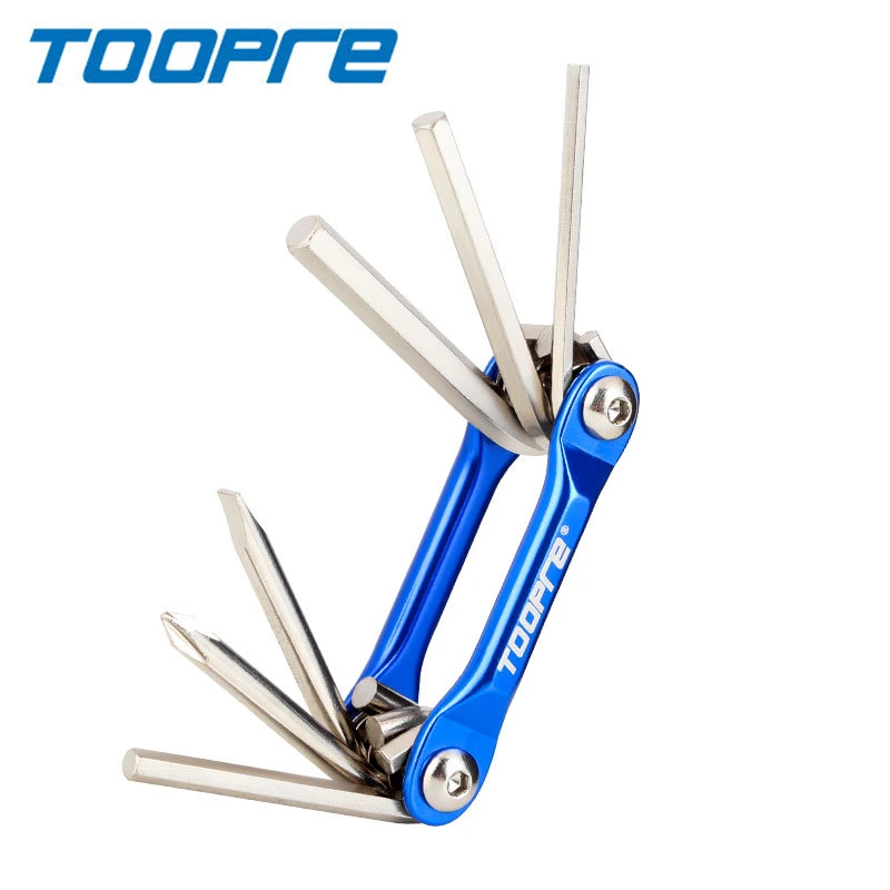 

TOOPRE Bike 92g Blue TL-833 6 In 1 Multifunction Tool Chromium Vanadium Steel Iamok Bicycle Light Allen Wrench