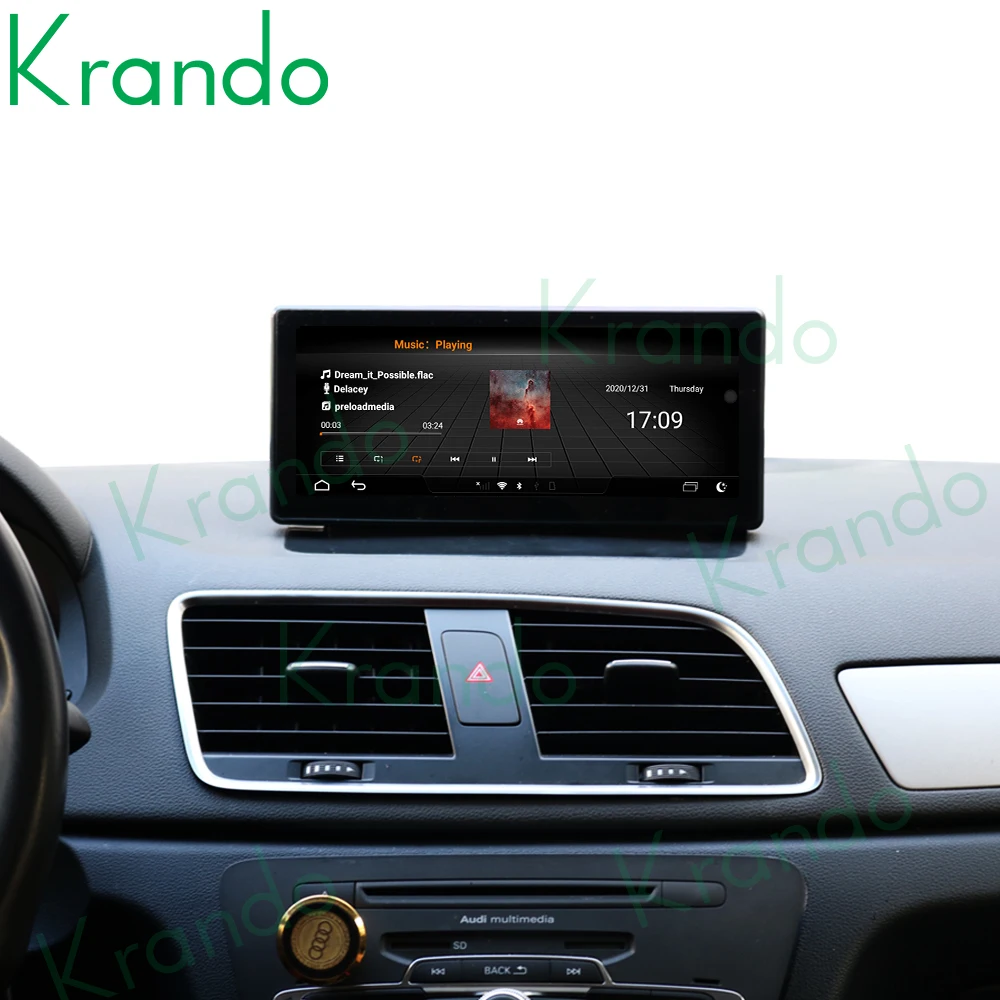 저렴한 Krando 8.8 인치 4 + 128GB 안 드 로이드 10.0 자동차 오디오 시스템 GPS 아우디 Q3 2011-2017 자동차 헤드 유닛 무선 Carplay 안 드 로이드 자동