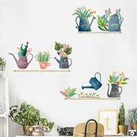 creative plant watering pot wall sticker home wall decoration living room kitchen decor self adhesive wallpaper flowers stickers