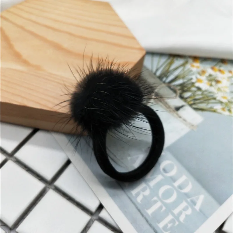 Милые аксессуары для волос девочек Головной убор из меха норки с помпоном