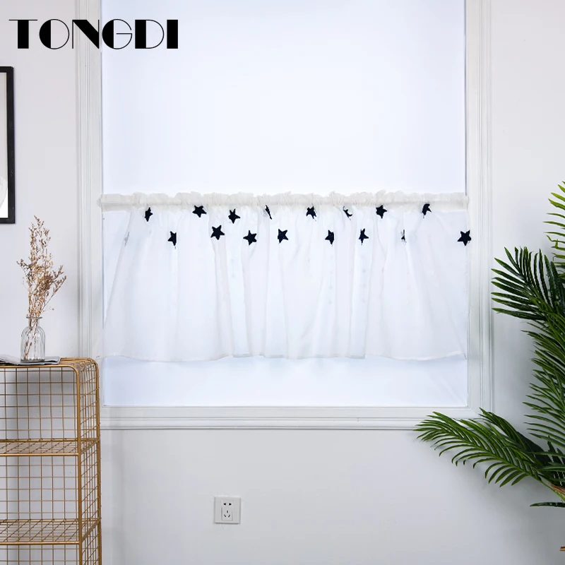 Домашние кухонные шторы TONGDI короткие яруса элегантные белые тюлевые занавески с