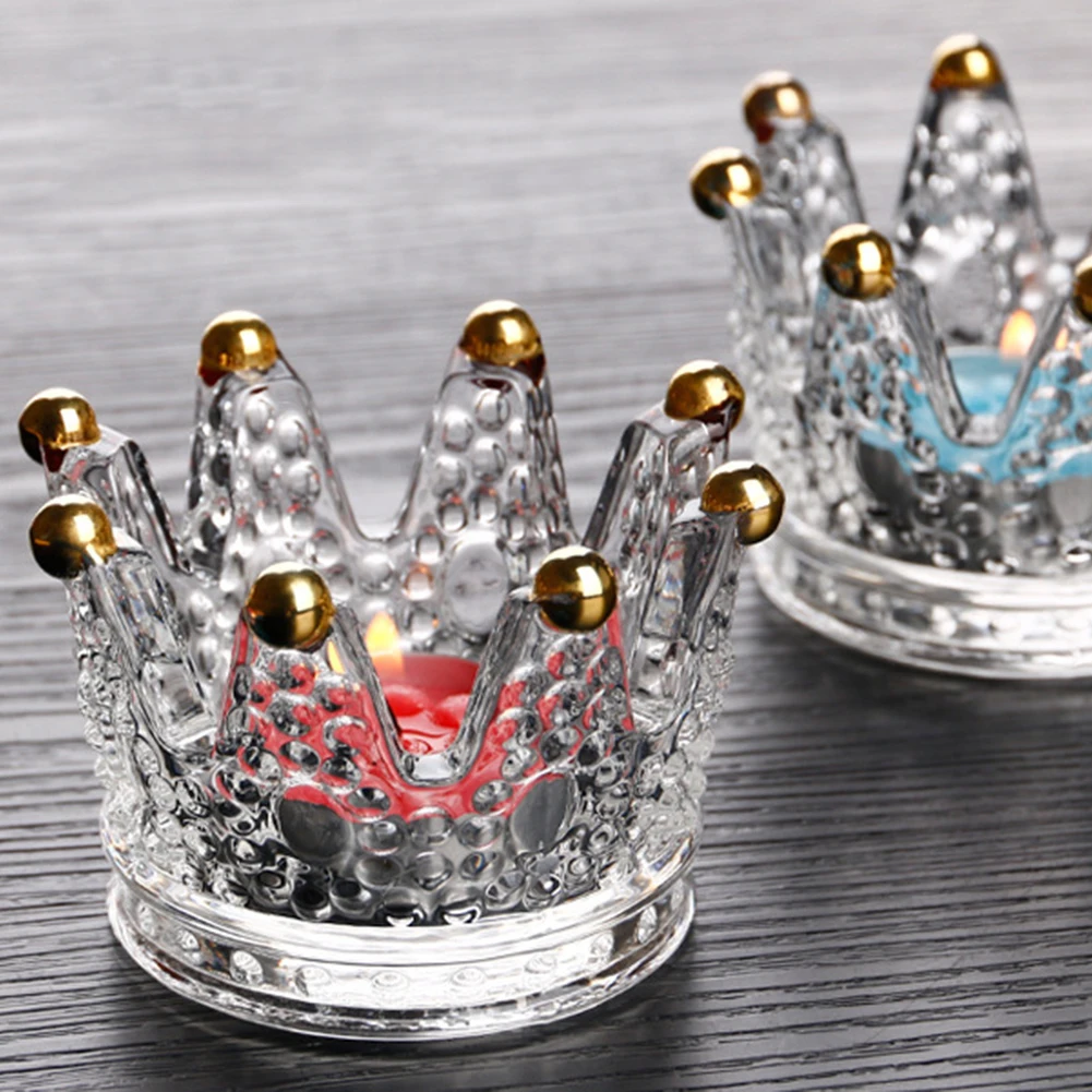 Практичный мини круглой формы в форме короны Стекло подсвечник Настольный Декор