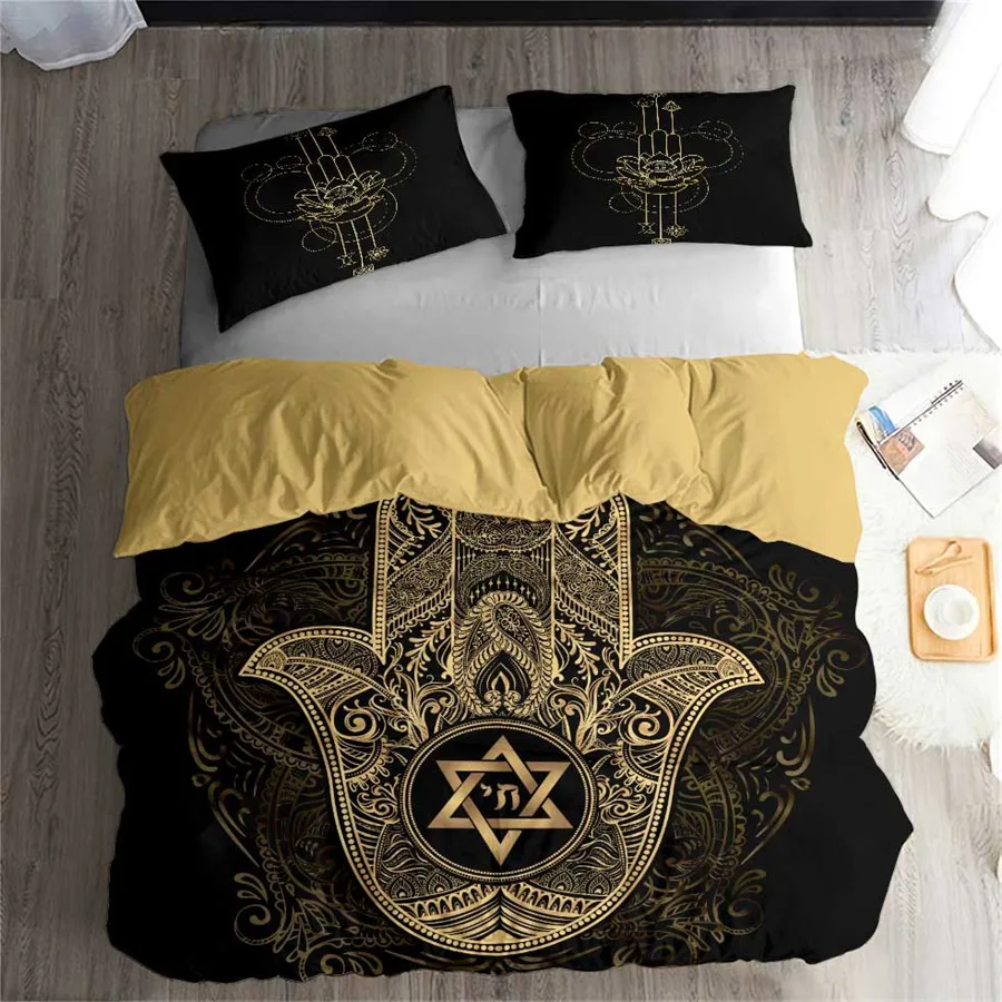 

HELENGILI 3D Bedding Set Hamsa Hand Print Duvet cover lifelike bedclothes with pillowcase home Textiles #2-05