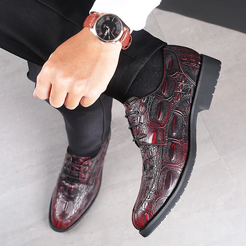 

Spring Fashion Mens Shoes Casual Men Genuine Leather Shoes High Quality Men Luxury Crocodile Pattern Leather Shoes Men Loafers