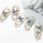 3D-Наклейки для ногтевого дизайна, клейкие стикеры, полиморфные разноцветные лазерные бабочки для ногтей, украшение для салона красоты и маникюра