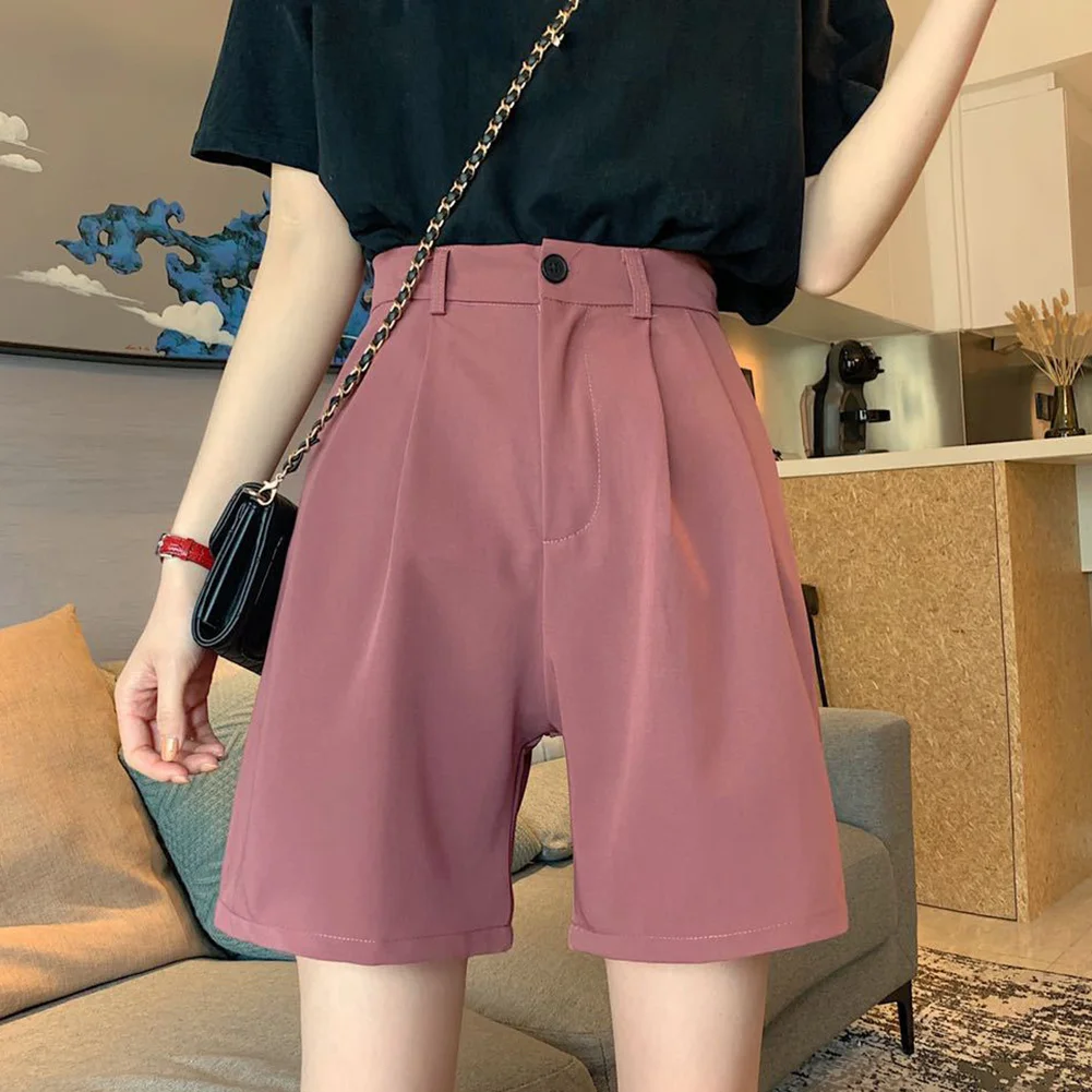 

Newly Women Wide Leg Shorts Summer Straight High Waisted Short Pants Casual Office Shorts FIF66