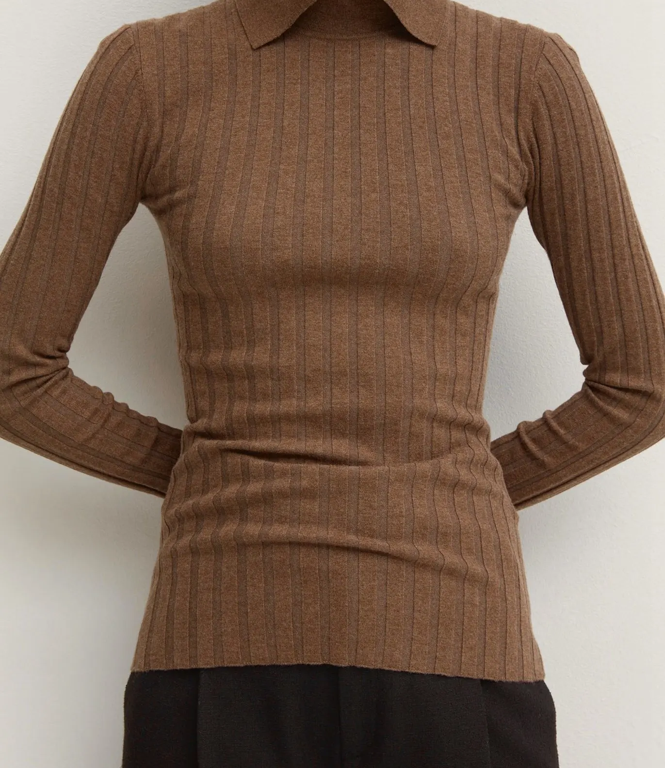 

Spring Autumn Silk Cashmere Women Sweater Unique Design Small High Collar Lapel Wool Knitted Pullovers