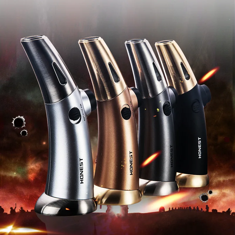 Honest Table Blow Torch Lighter Refillable Windproof Straight Flame Jet Gun Lighters with Fire Lock Free Your Hands for Cooking | Дом и сад