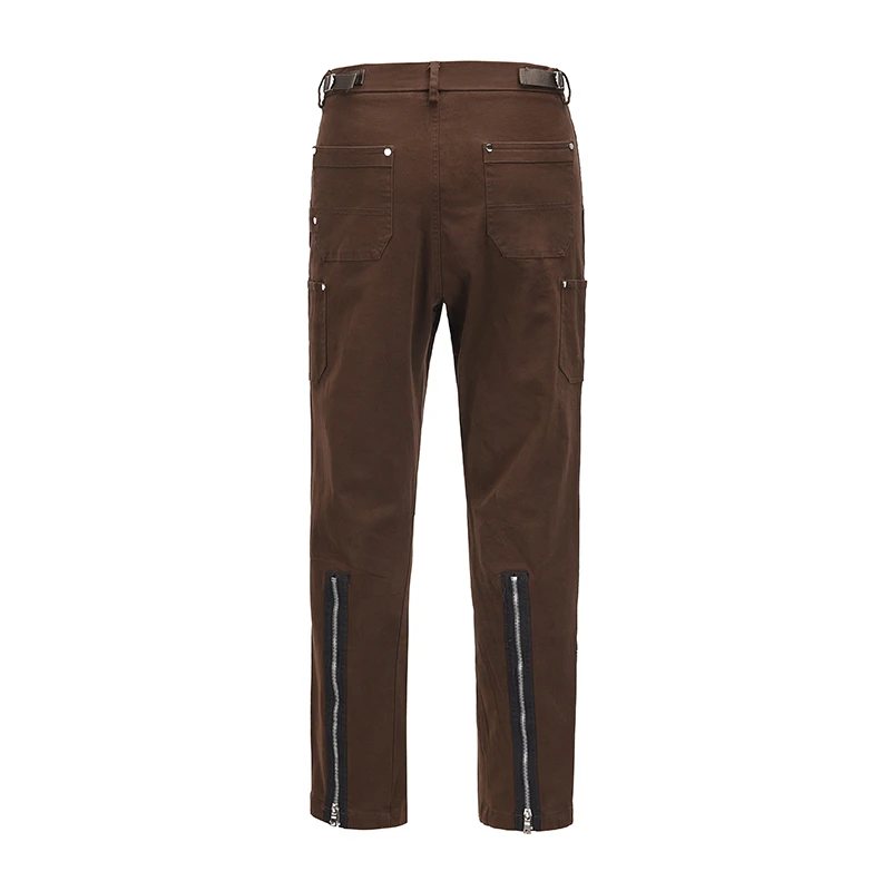 Коричневые черные прямые брюки-карго с регулируемой молнией модные повседневные