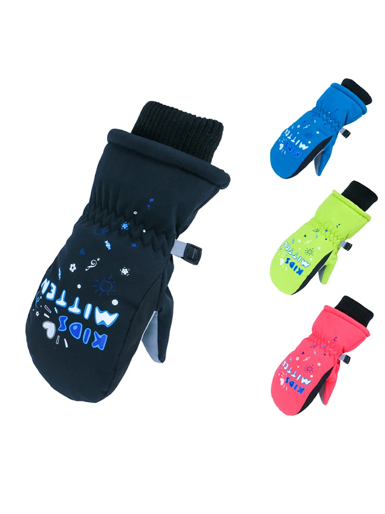 

Waterproof Boys Girls Winter Skiing Snow Mittens Kids Outdoor Black Blue Pink Windproof Keep Warm Children Snowboard Gloves