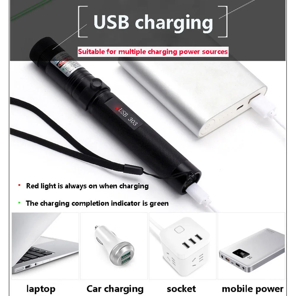 Лазерный прицел с зеленым лазером и USB-зарядкой светильник нм 5 мВт | Спорт