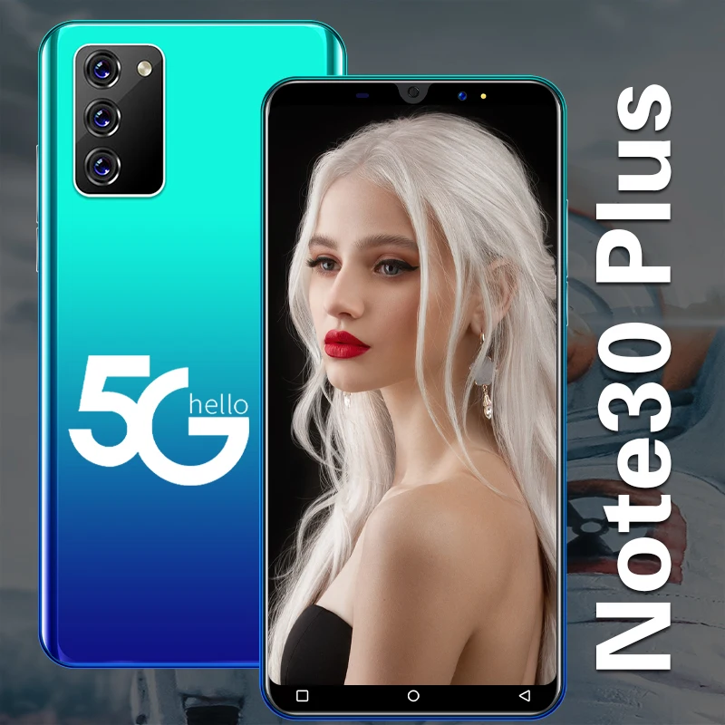 Глобальная версия Note30 плюс 5 Inch 8 + 16 Мп с распознаванием лица 4800 мАч мобильный