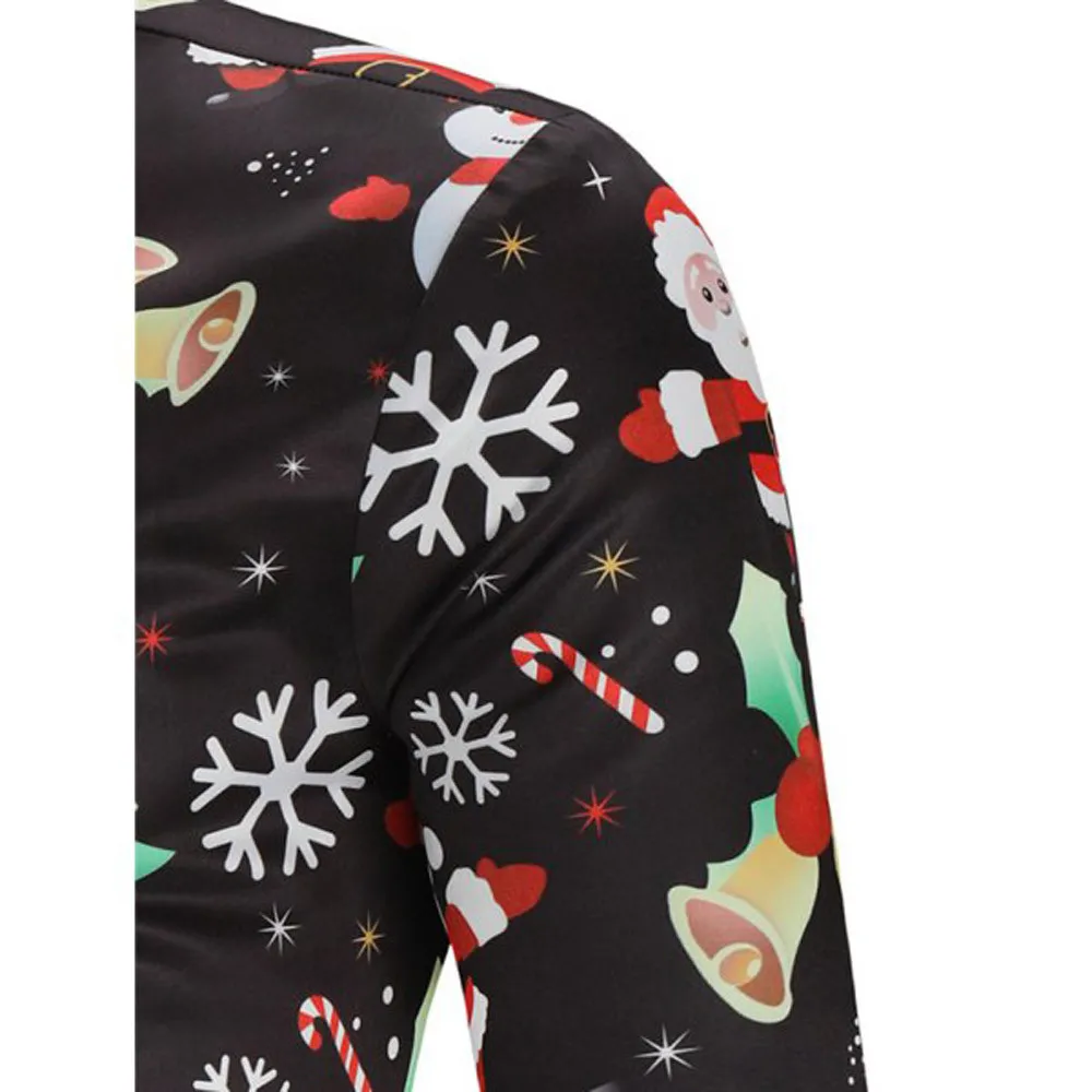 Мужские рождественские фантазийные рубашки с принтом Санта Клауса и дерева