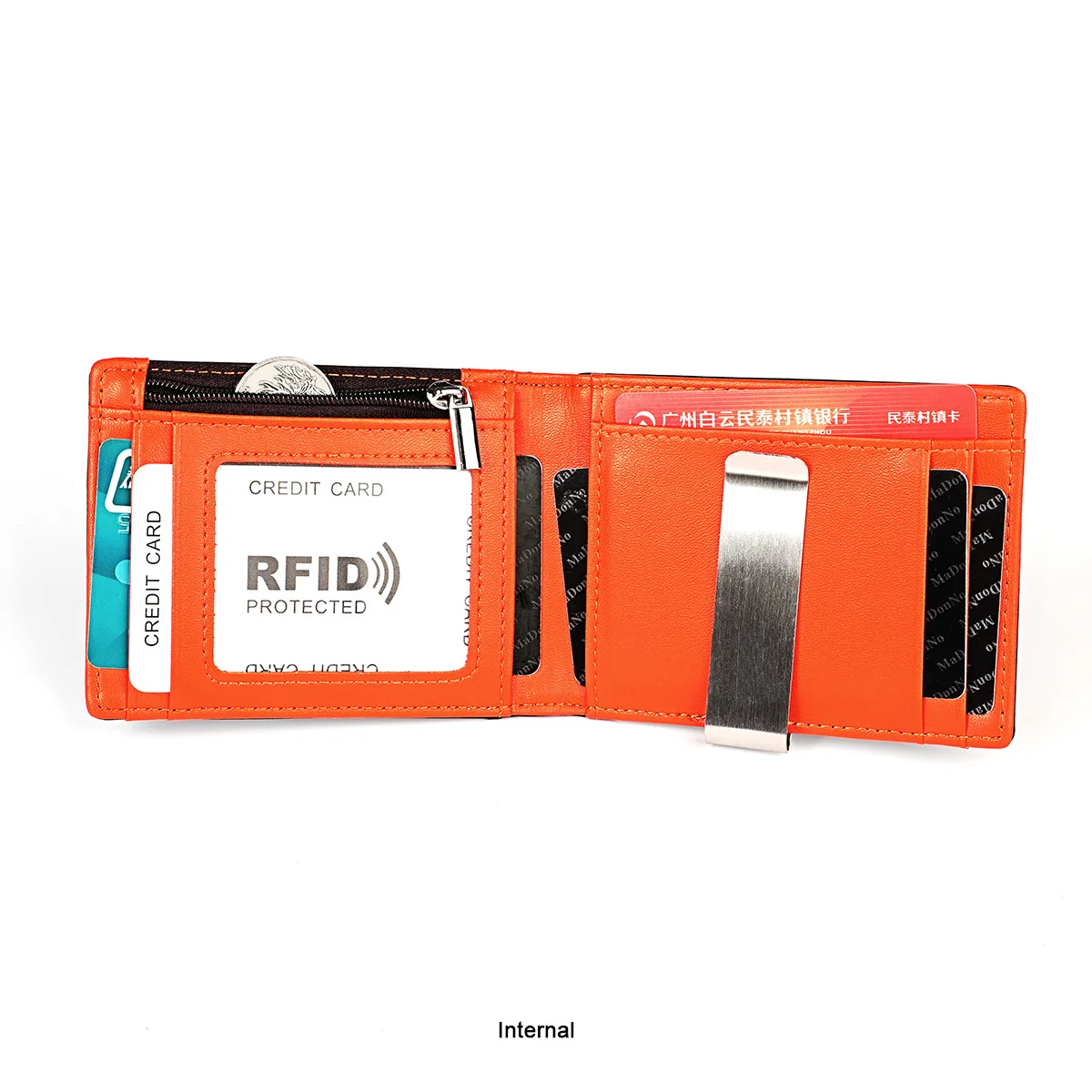 Модный кошелек из натуральной воловьей кожи RFID зажим для денег тонкая визитница двойные мужские денежный зажим держатель для денег на молнии карман для монет