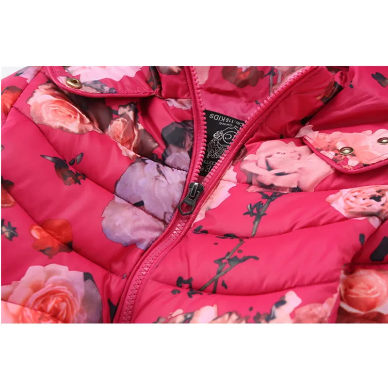 Брендовые зимние куртки для девочек модная детская одежда с цветочным принтом