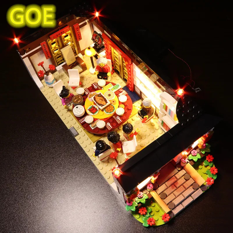 

Светодиодный светильник GOE для Lego 80101, совместим с китайским счастливым новогодним ужином (только светодиодный светильник в комплекте)