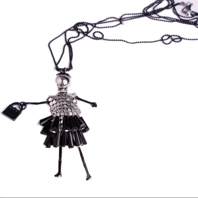 Горячая 1 шт. женская кукла милое Черное длинное ожерелье и платье с подвеской для