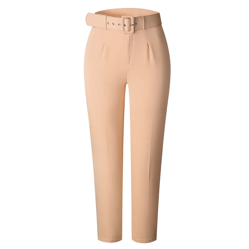 

Spring Autumn High Waist Casual Trousers Slim Solid Pants Ladies OL With Belt Bottom Elegant SJ6580C