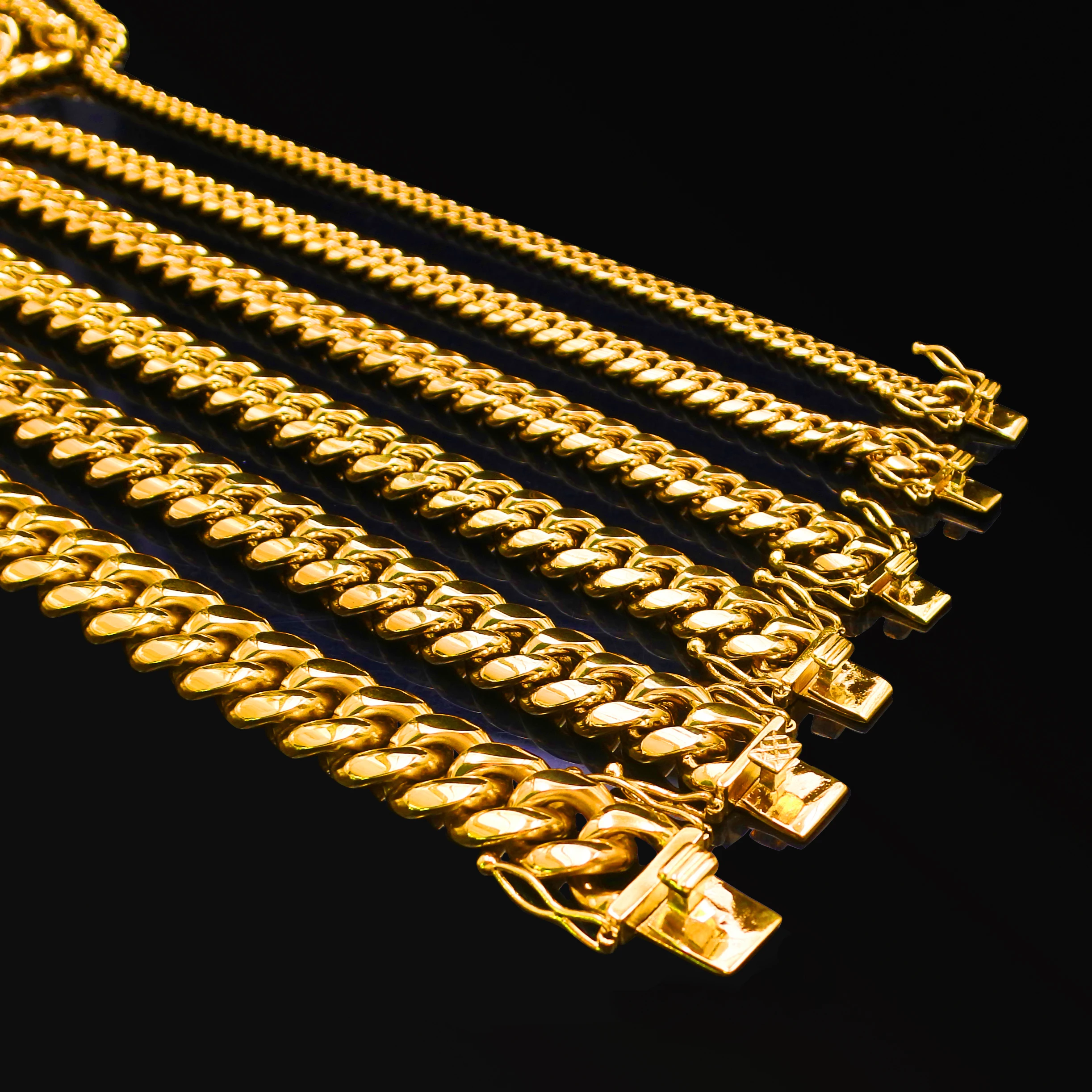

One Piece Cuban Link Chain Necklace For Men 6 To 16MM Gold Silver Choker Stainless Steel Jewelry Men's Neck Free Shipping Items