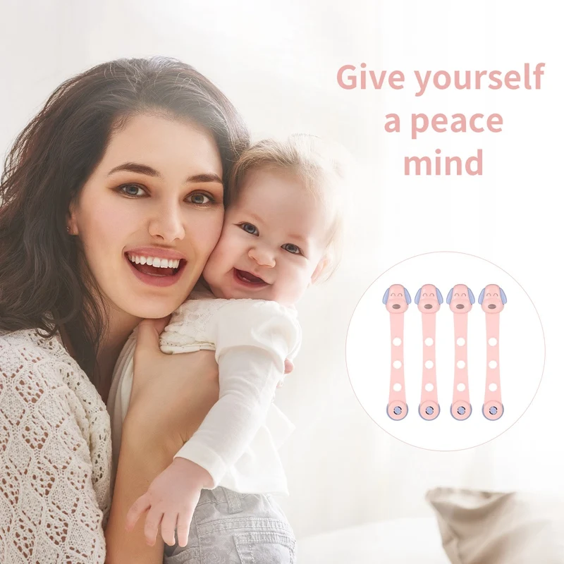 

4pcs Cartoon Dog Safety Latches Drawers Cupboards Childproof Product Plastic Latch Children Cabinet Lock Baby Safety Protection