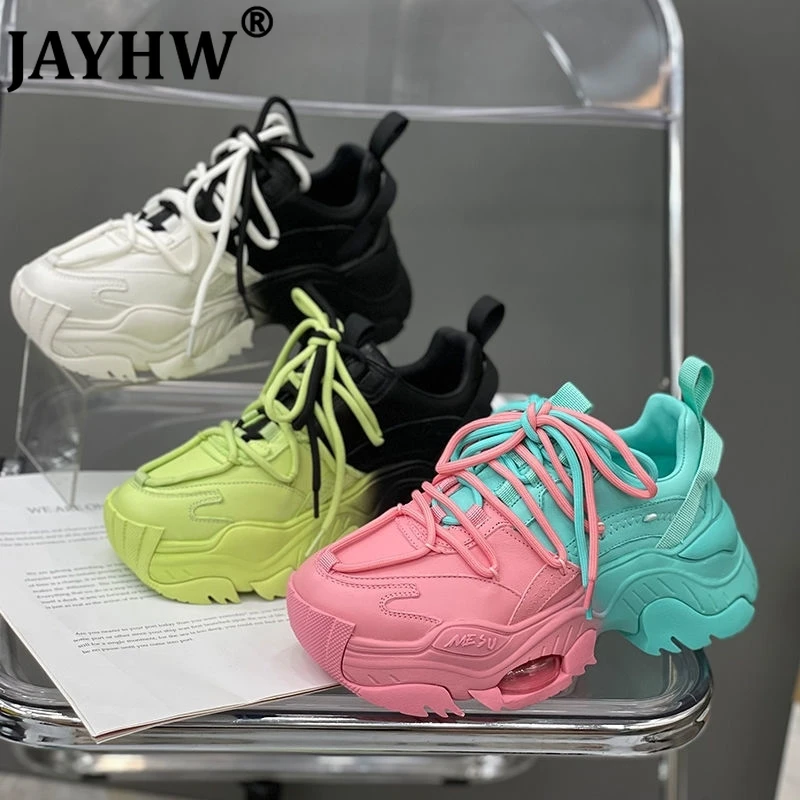

Кроссовки JAYHW женские из натуральной кожи, роскошные дизайнерские спортивные туфли на платформе, на толстой подошве, на шнуровке, Вулканизи...
