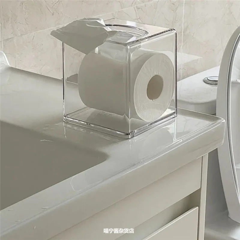 

1PC Tissue Box Acrylic Fashion Transparent Square Tissue Case Tissue Holder Paper Storage Box for Hotels Home Restaurants