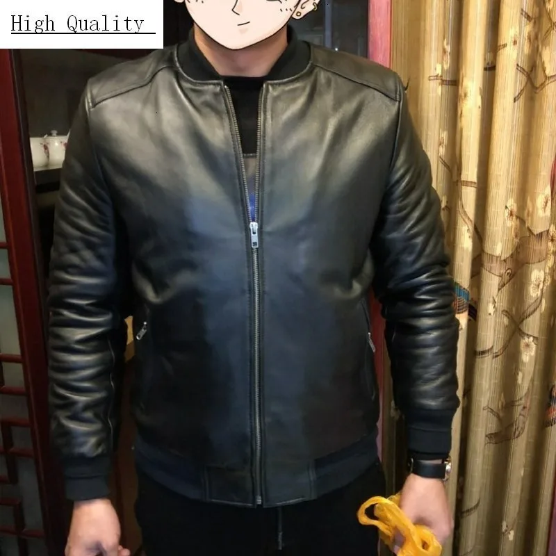 Куртка Пилота авиационного размера плюс 5XL из натуральной овчины черная куртка