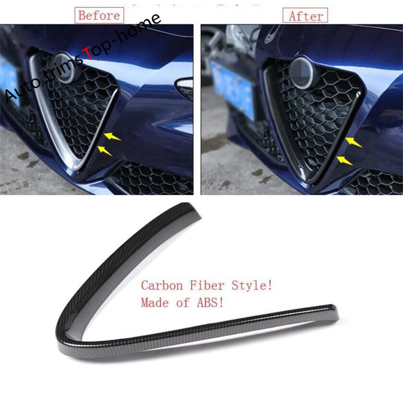 

Yimaautotrims Front Face Grille Grill Cover Trim Fit For Alfa Romeo Giulia 2016 2017 2018 2019 ABS Carbon Fiber Look Exterior