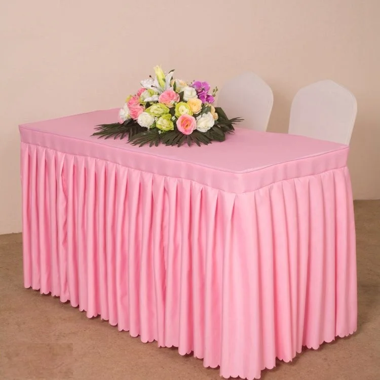 

20 Colours Wedding Table Cover Ruffled Table Cloth Table Skirt Table Linen Box Cover Pleated For Hotel Banquet Party Decoration