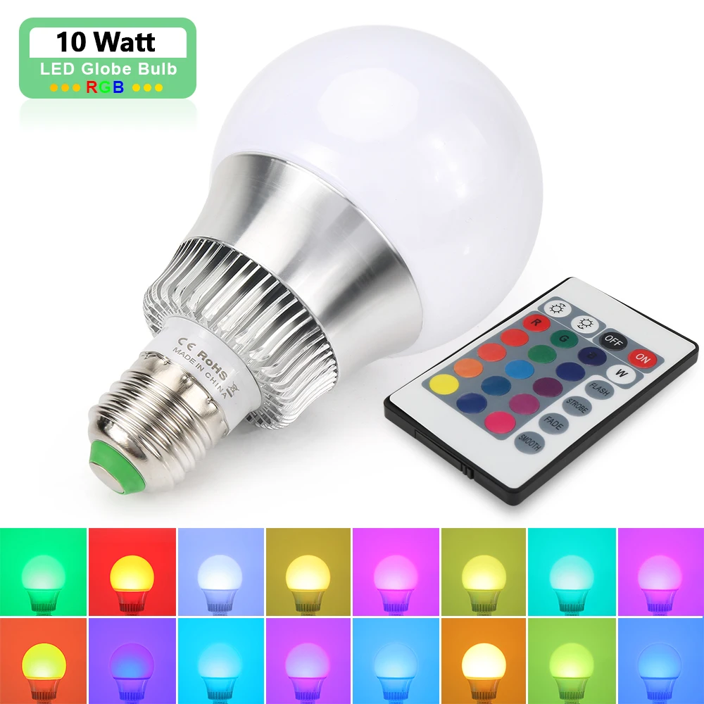 E27 E14 RGB светодиодный светильник 5 Вт 10 Вт Светодиодный светильник с пультом дистанционного управления светодиодная лампа Изменение цвета Домашнее освещение AC85-265V