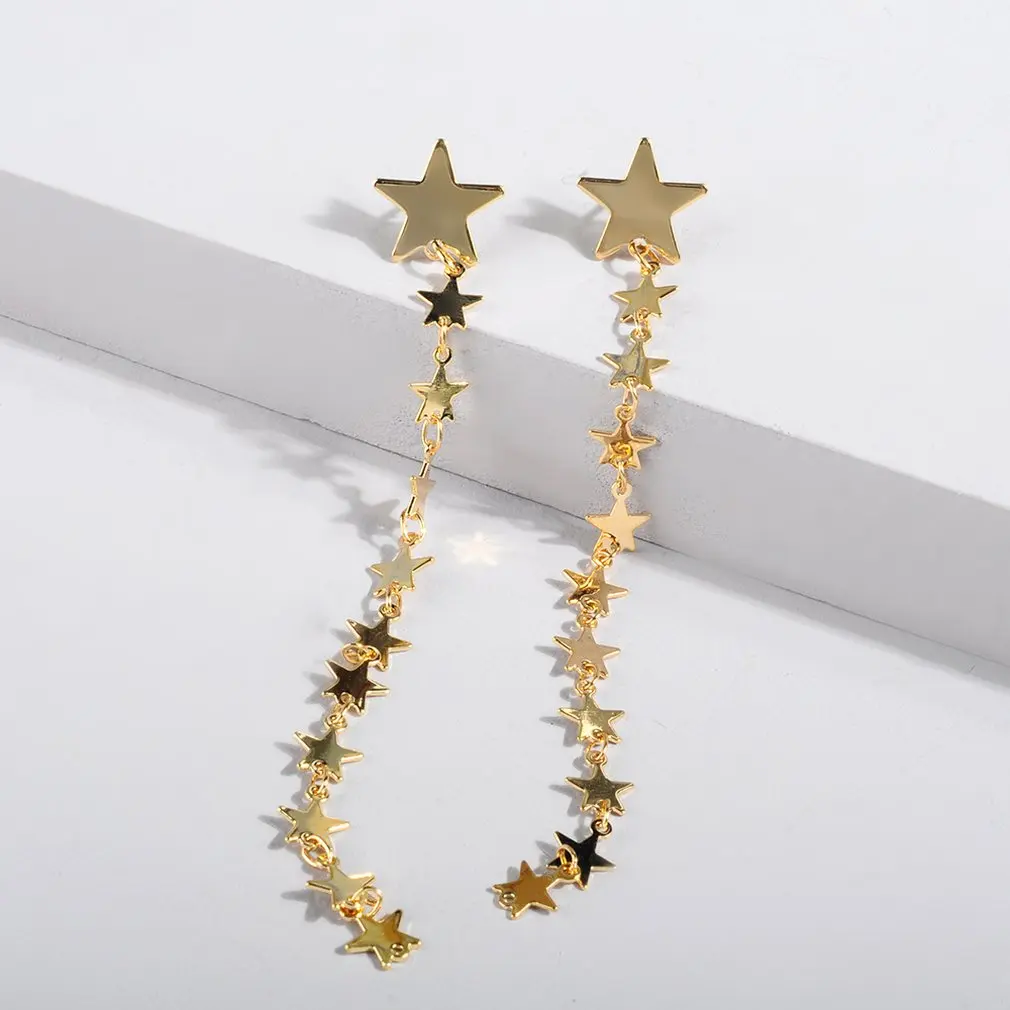 Модные Простые преувеличенные золотые серьги со звездами индивидуальные Крючки