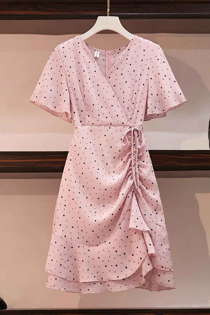 Новое корейское летнее платье с v-образным вырезом и кромкой лотоса 2019 | Женская