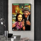 Картины на холсте Мона Лиза и Ван Гог, смешные картины и принты на стену, декор для гостиной
