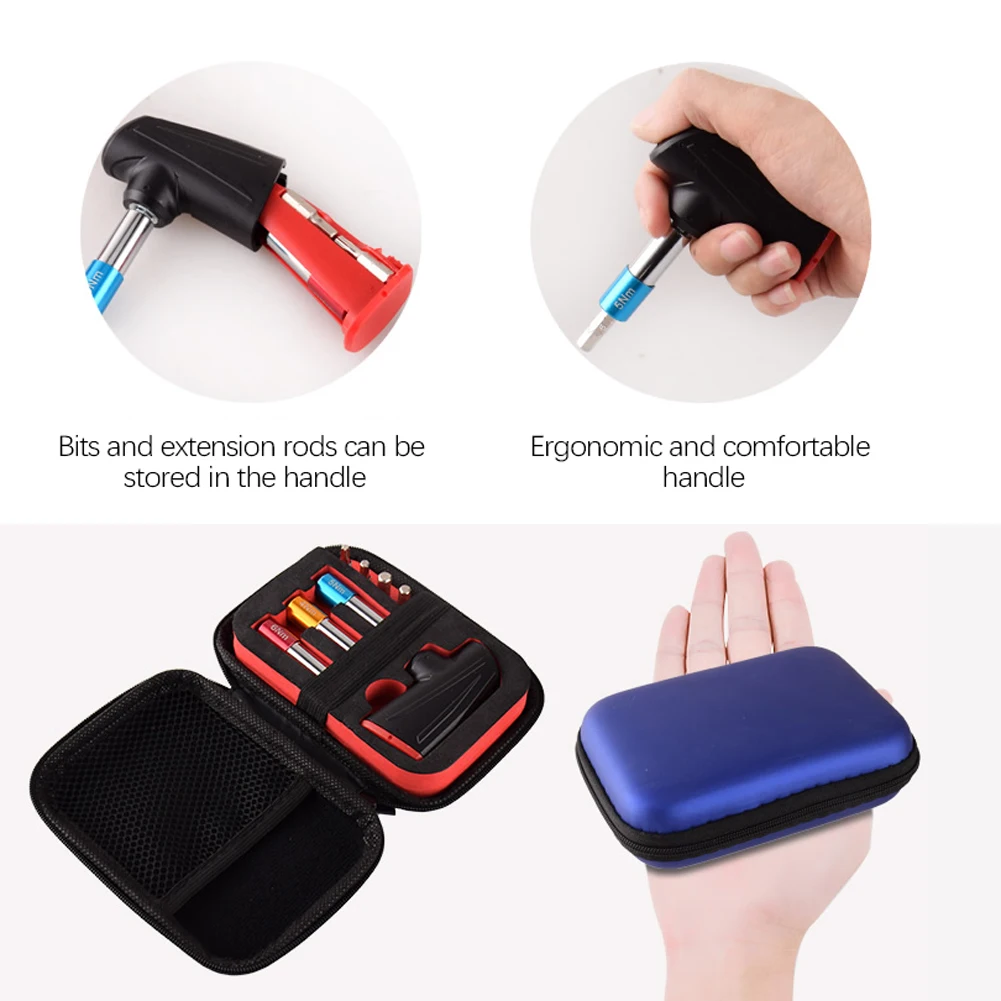 

1/4 Inch Bits Interface Steel T Type Fixed Torsion Wrench Bits Bicycle Repairs Kit 4/5/6Nm Torsion Connection Bar with Bags