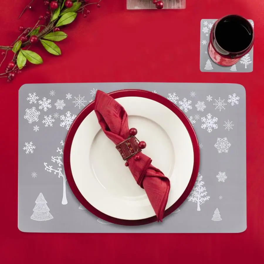 Коврик для стола 12 шт. подставка под кружку напитков с рождественским принтом