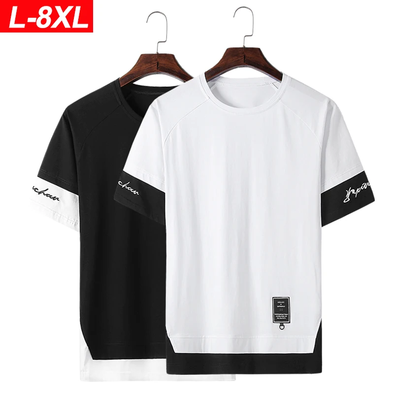 

New Oversized Harajuku T Shirt for Summer Clothing Black White Printed Graphic T Shirts Short Sleeve Loose Style One Piece L-8XL