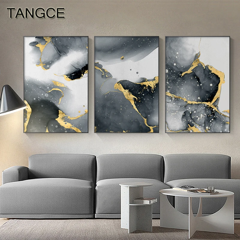 

Nordic Golden Black White Wall Art Painting Modern Decorative Abstract Gray Canvas Posters Prints Wall Pictures Minimalist decor