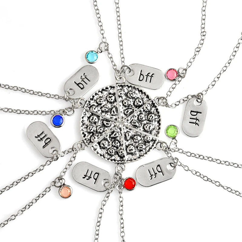 6 шт./компл./набор ожерелье с подвеской в форме пиццы колье чокер для дружбы