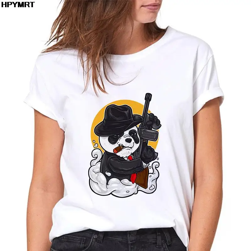 

Tshirt Women Funny Bandit Panda Printing t shirt Female Casual tee Summer Short sleeve O-neck Clothes Top T-shirt Femme Clothing