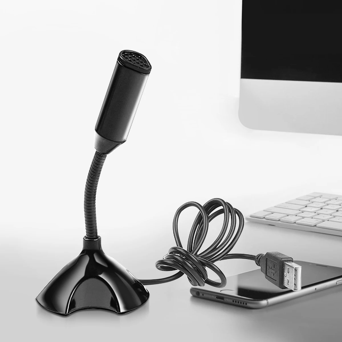 

SenyLi Adjustable USB Laptop Microphone Mini Studio Speech Microfone Stand Mic With Holder for Multimedia Desktop Notebook PC