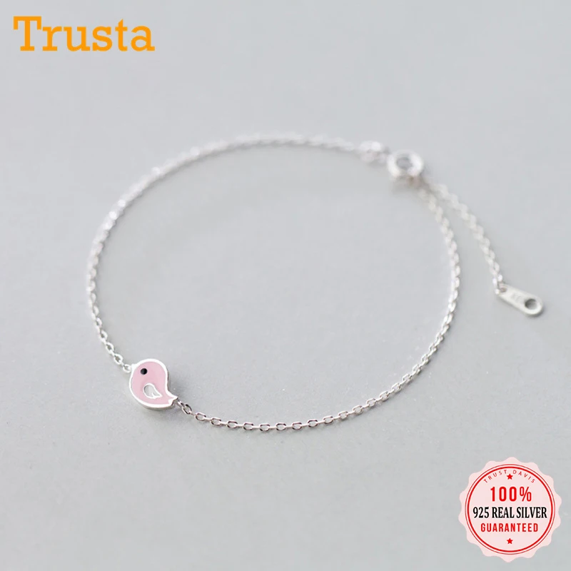 Trusta 100% Стерлинговое Серебро 925 пробы Модные женские ювелирные изделия розовая