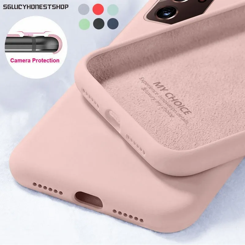 

For Samsung S21 Plus UItra S20 FE S10E A71 A51 A70 A50 A40 A30 A20 A21S Liquid Silicone Soft Case For Galaxy Note 20 UItra Coque