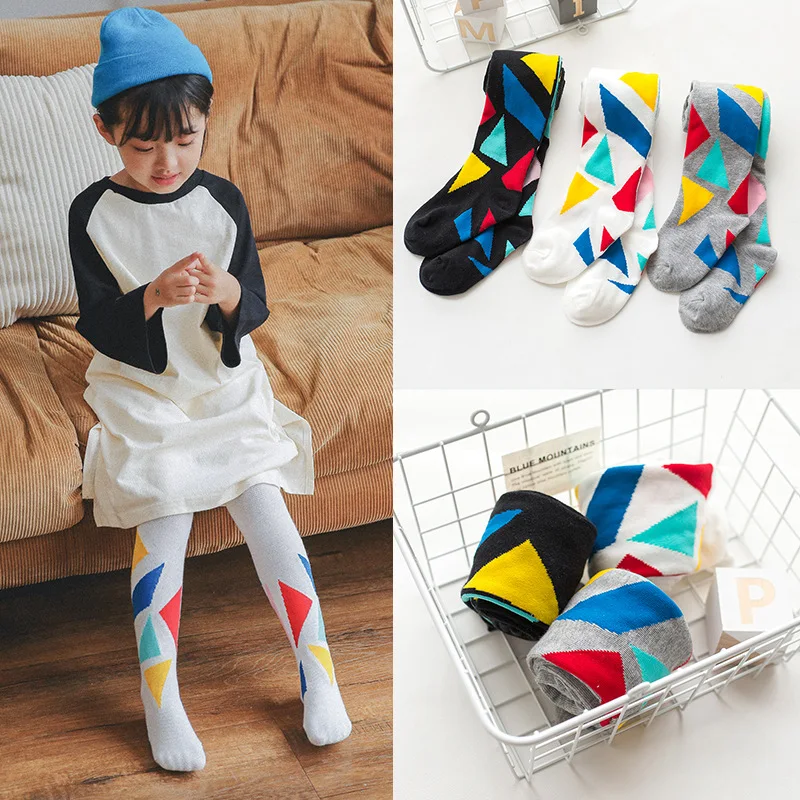 

Kids Leggings Cotton Kids Leggings Geometric Fashion Pattern for Spring and Autumn 1-8T Children's Pantyhose.