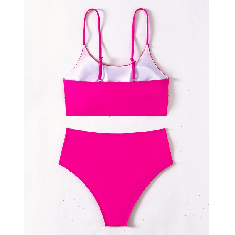 

Freckange Sexy Blue Bikini Sets Swimsuit High Waist Office Lady Two Pieces Biquini Swimwear Women 2021 New Beach Bathing Suit